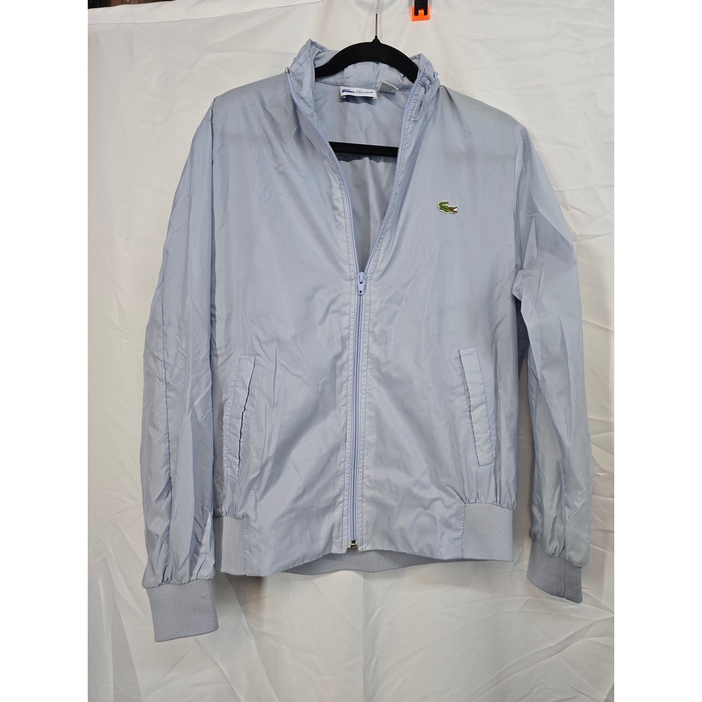 Vintage The Lacoste Club Windbreaker Jacket Light Blue Mens Medium Full Zip Hood